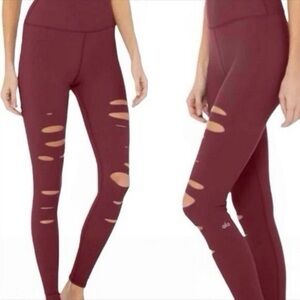 ALO Yoga Burgundy Cutout High-Waist Leggings